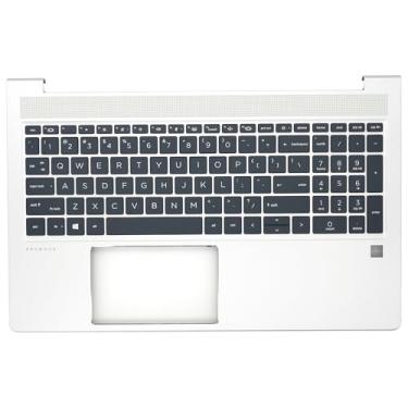 Imagem de Jxjslp Capa superior de substituição para apoio para as mãos para HP Probook série 450 455 G9 teclado retroiluminado conjunto capa superior N01933-001 prata