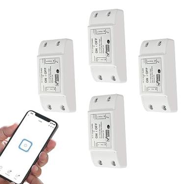 Imagem de Bkiyougo Interruptor inteligente, interruptor de luz sem fio inteligente WiFi 10A, módulo DIY universal funciona com Amazon Alexa e Google Home, compatível com IFTTT, sem necessidade de hub (pacote