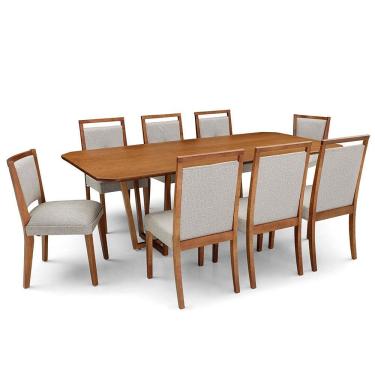 Imagem de Mesa De Jantar Herval Califórnia Com 6 Cadeiras Herval Viana Amêndoa E Cinza