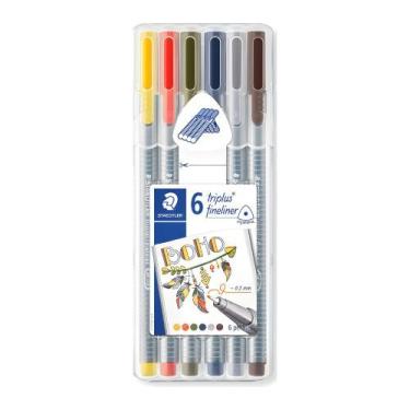 Imagem de Estojo Caneta Staedtler Triplus 0.3Mm Boho 6 Cores