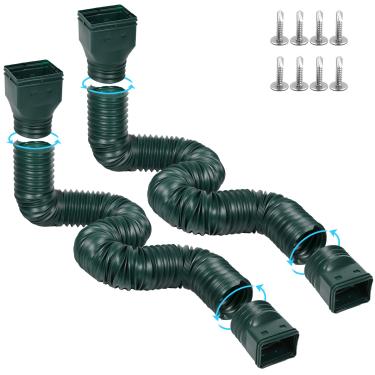Imagem de plusgutter Extensores de calha de calha de 3,5 m flexíveis, extensor de calha de drenagem, extensor de drenagem de bico para baixo, conector de calha, drenagem de água da chuva, extensível de 8 a 3,5