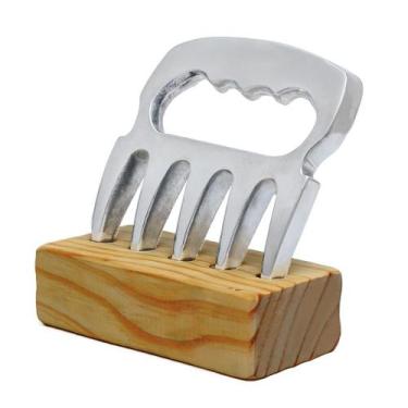 Imagem de Garra De Urso Churrasco Metal Com Suporte De Madeira Premium - Tribosh