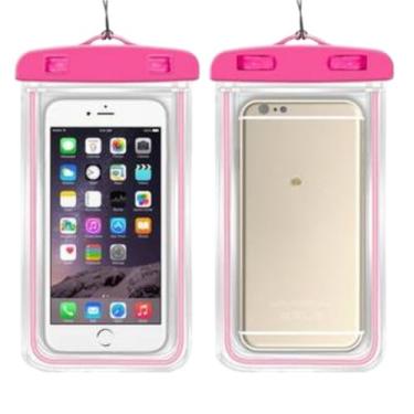 Imagem de Capa Case Kit 2 Unidades A Prova D'água Impermeável para Celular Smartphone Capinha com Alça Universal Proteção 360º Completa Sensível ao Toque (Rosa)