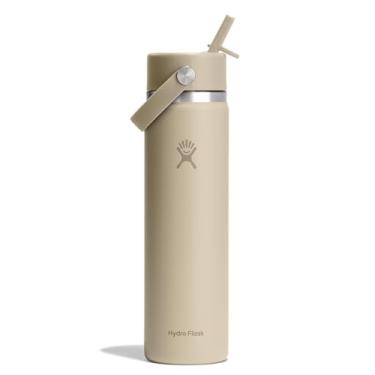 Imagem de Hydro Flask Garrafa de água - aço inoxidável isolado - tampa larga de palha, não derrama, à prova de vazamento em bronze de aveia de 680 g