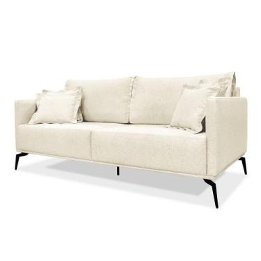 Imagem de Sofá 2 Lugares 1,60m Estofado em Linho Rústico Natural com Pés Metálic