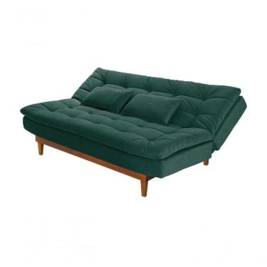 Imagem de Sofá Cama Dubai 3 Lugares Império Reclinável Casal Pés Madeira Espuma Especial D33 Madero Verde 403