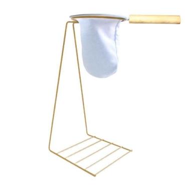 Imagem de Conjunto Coador De Café 32cm Suporte Dourado Base Para Caneca E Xícara