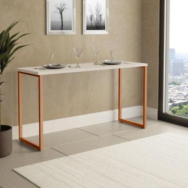 Imagem de Mesa De Jantar Industrial Para 2 Lugares Klm Móveis Bronze Com Off Whi