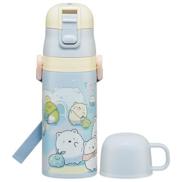 Imagem de Skater SKDC3-A Garrafa de água infantil de aço inoxidável, bebida direta bidirecional, 420 ml (420 ml), copo de bebida, 350 ml, tipo leve adequado para crianças, Shirokuma Furusato, meninas, quente e