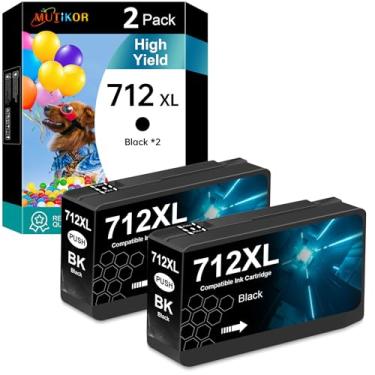 Imagem de Mutikor Cartucho de tinta 712XL 712 preto de substituição compatível com HPQ DesignJet T650 T630 T230 T210 e impressoras Studio Plotter, cartuchos de tinta 712 XL preto XL (3ED71A, pacote com 2)