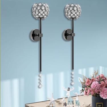 Imagem de Arandelas de vela de cristal para parede suporte de vela decorativo arandela arte de parede decoração de casa para quarto, sala de estar, sala de jantar, conjunto de 2 - preto