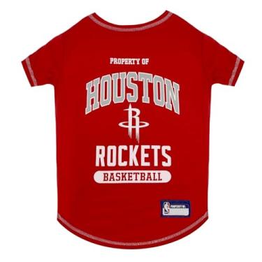 Imagem de Pets First NBA Moletons com capuz e camiseta licenciados para cães e gatos, Houston Rockets, PP