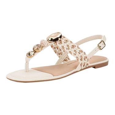 Imagem de Sandalia Faminina Rasteira Trançada com Pedrarias Dakota