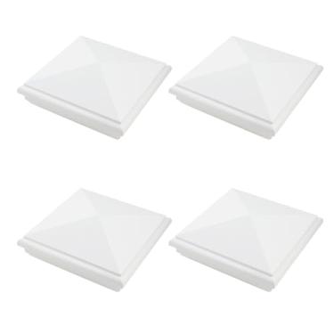 Imagem de Nicerity 12,7 cm x 12,7 cm tampa de poste de cerca de vinil decorativa tampas de deck quadrado para varanda externa caixas de correio lâmpada de deck base de poste (pacote com 4, branco)