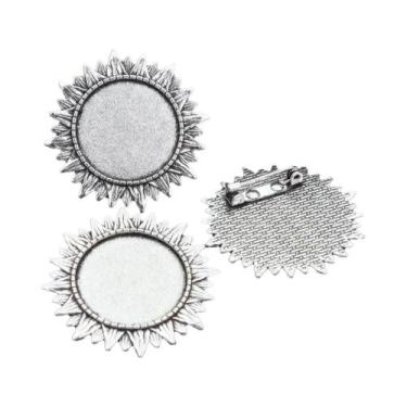 Imagem de Broche de Bronze Banhado a Prata - Estilo Folhas - 5 Peças com Base pa