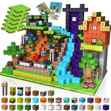 Imagem de Blocos de construção magnéticos ToyUnited 200 unidades com 6 placas de