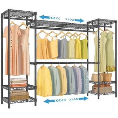 Imagem de VIPEK Cabideiro Expansível Para Roupas Pesadas X30, Ajustável De 1,55 M A 2,08 M, Armário Portátil Pendurar Roupas, Sistema Guarda-Roupa Grande Metal Com 4 Hastes Cabides E 7 Prateleiras Arame, Pret