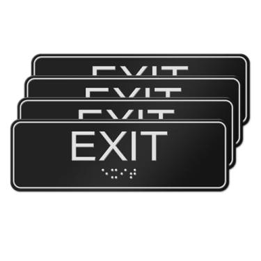 Imagem de Placa de saída de 4 peças com placa de saída de emergência em braille 22 x 7,6 cm
