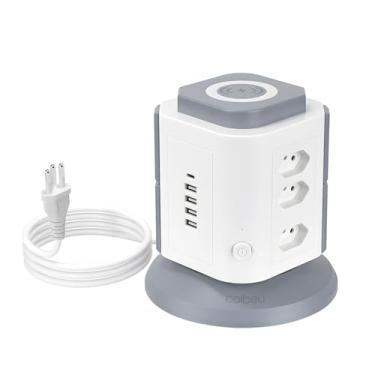 Imagem de Filtro de Linha, Extensao Eletrica com Carregador por Indução, Extensão Tomada, Torre de Tomada, Régua de Energia, 9 Tomadas, 4 Interfaces USB, 1 Porta USB Tipo-C, Suporte a Tensão de 110-220V