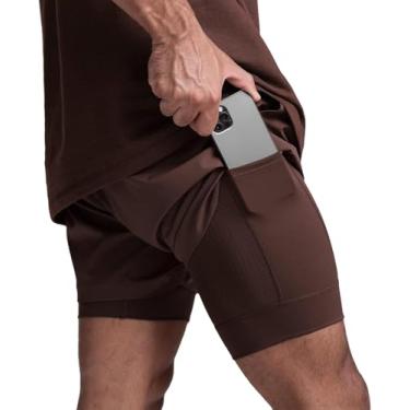 Imagem de Shorts De Treino De Corrida 2 Em 1 Masculinos Shorts De Treinamento Leves Shorts De Ginástica De Secagem Rápida Com Bolso Para Telefone, Grey, XL