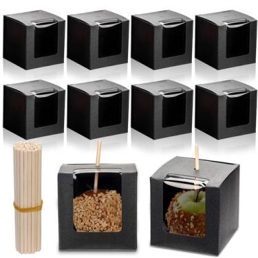 Imagem de Candy Apple Boxes ZEAYEA, pacote com 50 furos e palitos, 10 x 10 x 10 
