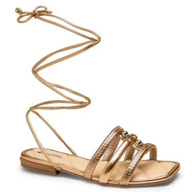 Imagem de Sandália Amarracao Na Perna Mississipi MF222 Feminina - Ouro Velho