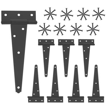 Imagem de SUMBIN Dobradiças pretas de 20 cm com tira em T, dobradiças resistentes para porta de celeiro, galpão ou cercas de madeira (pacote com 8)