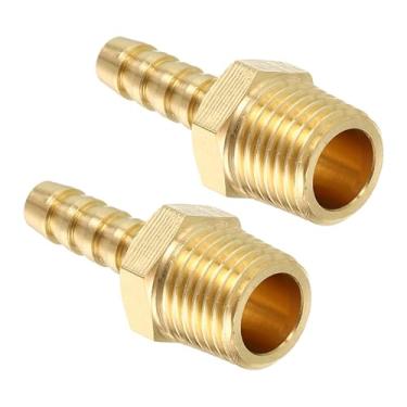 Imagem de Kozelo Pacote com 2 acessórios de mangueira de latão sólido Farpa de mangueira de 1/10.2 cm para conexões macho NPT de 1/10.2 cm para máquinas domésticas, banheiras de massagem, compressão de ar e