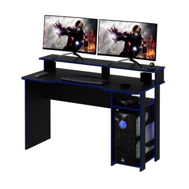 Imagem de Mesa Para Computador Notebook Gamer ME4153 Preto/Azul - Tecno Mobili