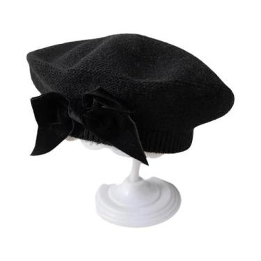 Imagem de Gorro De Malha Quente Com Laço Para Meninas, Confortável E Macio, Boné