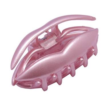 Imagem de Parcelona Grampo de garra de cabelo em formato de garra de celuloide rosa claro francês com mola coberta para meninas