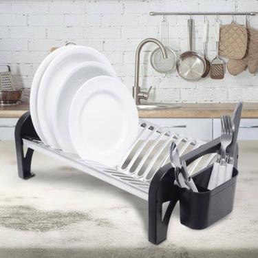 Imagem de Escorredor Inox Super Compacto Preto Domum 16 Pratos