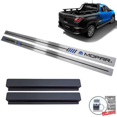 Imagem de Soleira Aço Inox Fiat Strada Mopar Preto Baixo Relevo