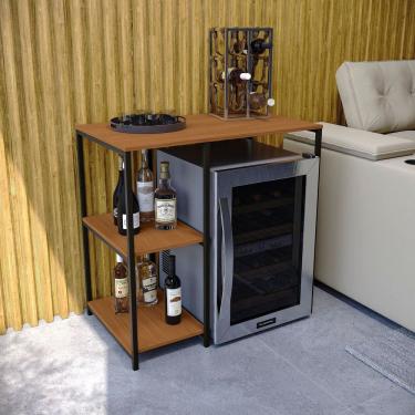 Imagem de Mesa com 2 Prateleiras Kappesberg Crome Industrial Canela/Preto Fosco