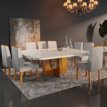 Imagem de Sala de Jantar 135x135 Stella MDF/Vidro 8 Cadeiras Bom Pastor, Base Na