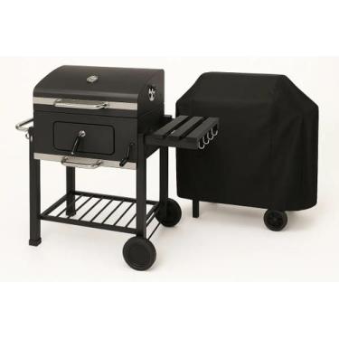 Imagem de Churrasqueira Americana A Carvao Com Mesa, Capa E Rodas Black Preto - 