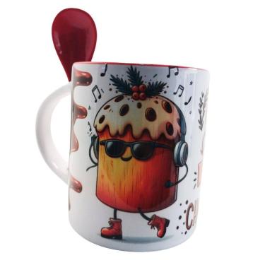 Imagem de Caneca Colher Decorativa Gente Que Ama Chocotone Chaveiro