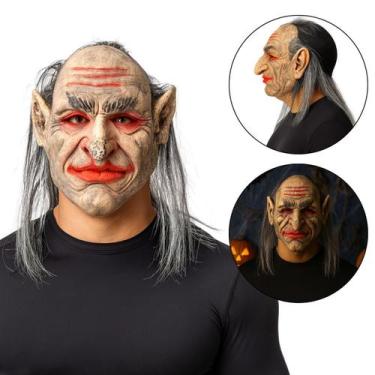 Imagem de Máscara de Látex Bruxa Velha Realista Anciã Batom Halloween - Extra Fe