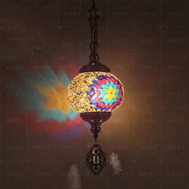 Imagem de 1 Luminária pendente de mosaico de globo de luz, luminária pendente de teto decorativa boêmia para sala de jantar, sala de estar, bar, hotel, lustre de vidro para quarto