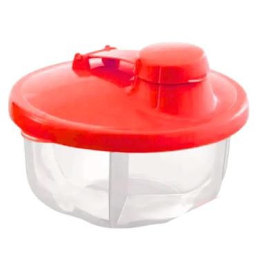 Imagem de Pote com 3 Divisórias e Tampa Giratória Porta Produtos em Pó Leite Achocolatado Whey Creatina Aveia, Livre de BPA, Armazenar Dose de Alimento Para Viagem, Premium, Felix Magazine (Vermelho)