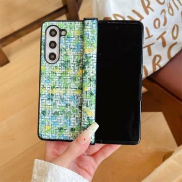 Imagem de Capa protetora de couro com dobradiça e à prova de choque para Samsung Galaxy Z Fold6 (para Samsung Galaxy Z Fold6/verde)