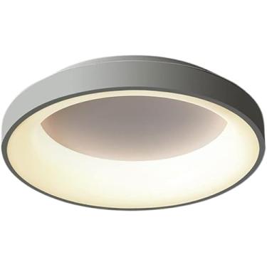 Imagem de Lustre de teto redondo industrial estilo nórdico, luminária embutida regulável de três cores para quarto moderno, restaurante, iluminação LED de economia de energia