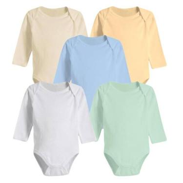 Imagem de Kit Enxoval Roupinhas de Bebê 5 Peças Body Manga Longa Liso - Koala Ba