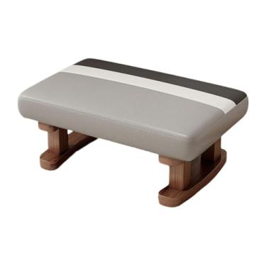 Imagem de AFXGUSD Pequeno Pufe Estofado Otomano 40,6 X 30,5 X 18,8 Cm, Cadeira Retangular Moderna, Apoio para Os Pés com Pernas de Madeira para Escritório E, Cinza, Tamanho real