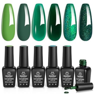 Imagem de Conjunto de esmalte em gel Beetles Carnival Evergreen – 6 peças de esmalte em gel brilhante verde brilhante para Natal lâmpada de unhas Abacate Verde Escuro Kit de Unhas de Gel para Unhas de Ano de Arte de Unhas Presentes para Mulheres