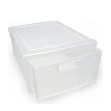 Imagem de Caixa Organizadora Com Gaveta Modular Rattan Gaveteiro Organização De Sapatos Transparente 8,2 Litros