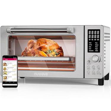 Imagem de Nuwave Bravo Linear Techechnology Toaster Oven, Convecção digital Oven & Air Fryer Combo, 1800 Watts, capacidade de 50 ° - 450 °F, controlo de temperatura dupla, cozinha surround Tnology, SS L Ook