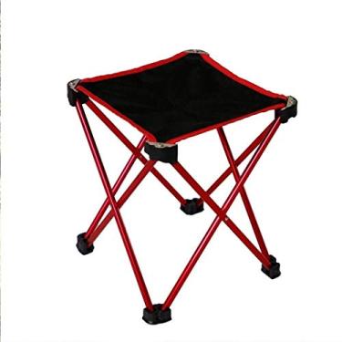 Imagem de ZYHSIJOBAS Mini banco dobrável portátil, pequeno banquinho dobrável de acampamento, cadeira dobrável ao ar livre, banco de acampamento, banco de pesca, vermelho