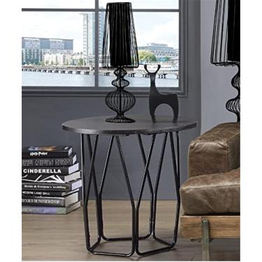 Imagem de Mesa de centro moderna para sofá de TV com destaque para mesa lateral para escritório em casa, sala de estar (mesa de canto em mármore preto e dourado) (mesa de canto expresso e preta)