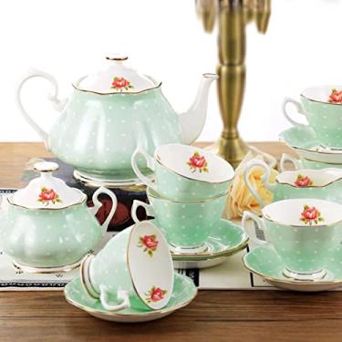 Imagem de Conjunto de chá vintage xícara de chá e pires conjunto de 6 xícaras de café e pires de porcelana floral vintage para chá e café